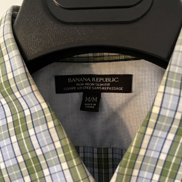 MEN'S BANANA REPUBLIC PLAID DRESS SHIRT, SZ MEDIUM - Picture 2 of 5